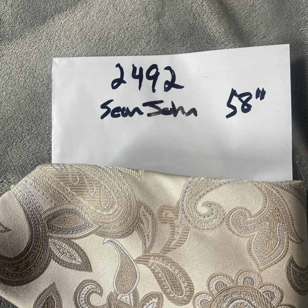 Sean John Tie Mens One Size Beige Paisley‎ 100% Silk Classic Woven Necktie